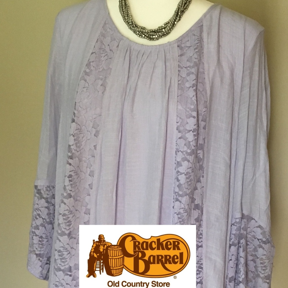 CalStyle/Cracker Barrel Lavender Lace Tunic XL